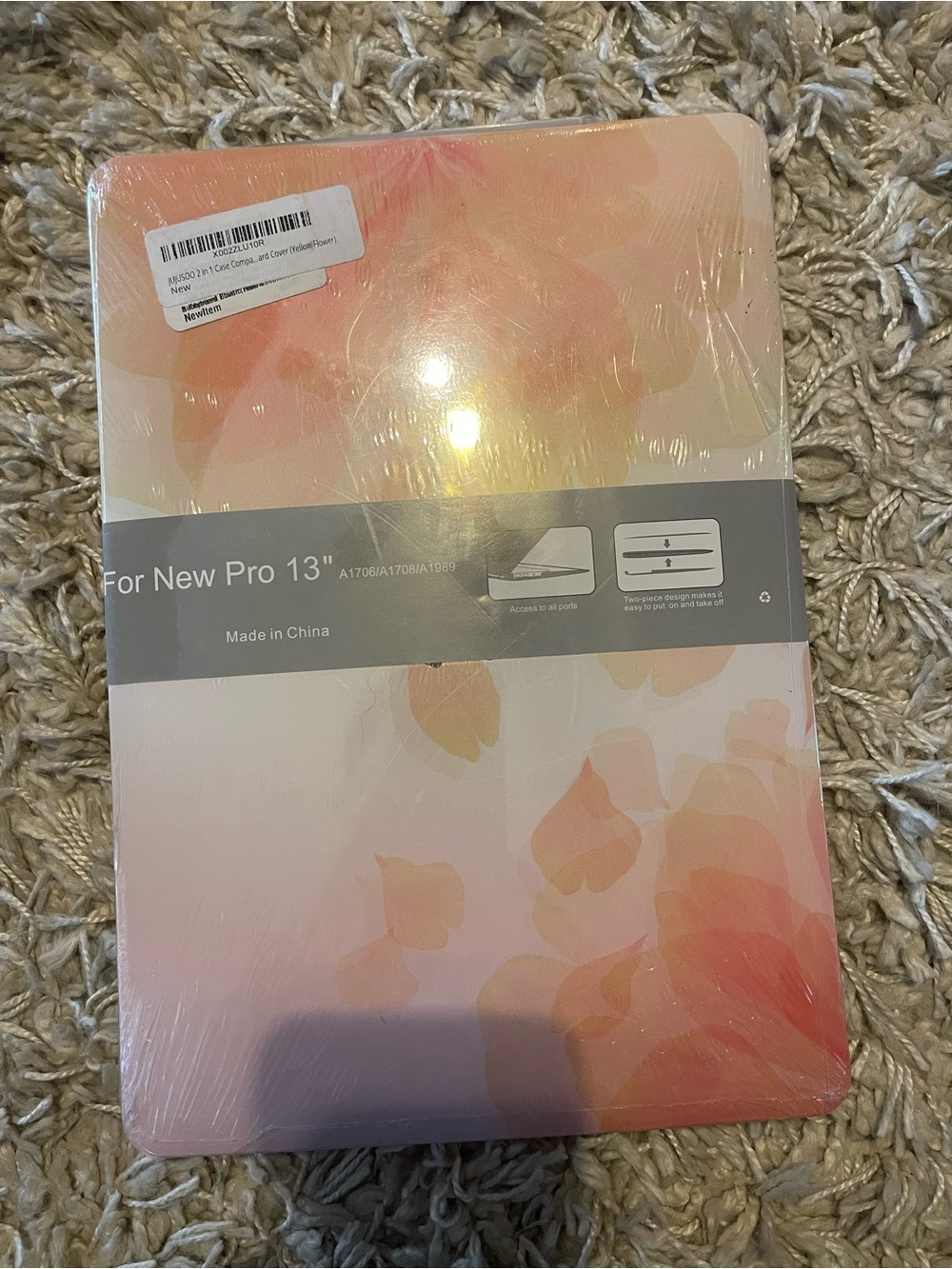 Floral Peach Pink Protective Case for New Pro 13"